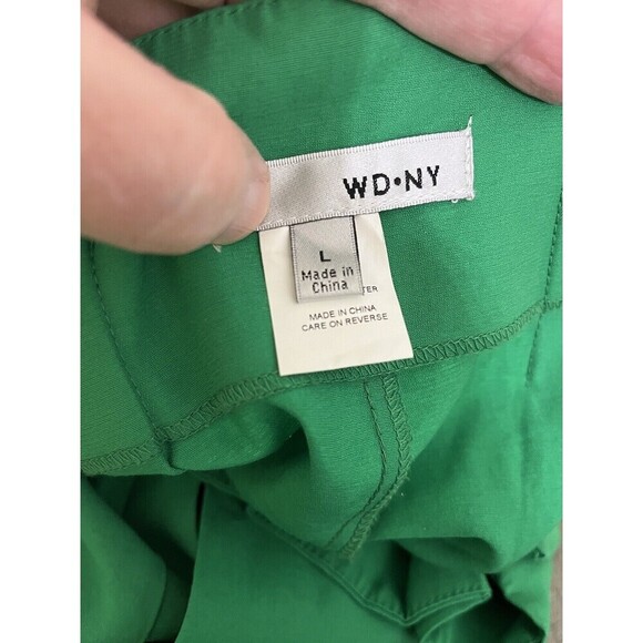 WDNY Shorts Size Large Green High Rise Pleated Front Paper Bag Comfy Chic Vaca - Picture 7 of 12